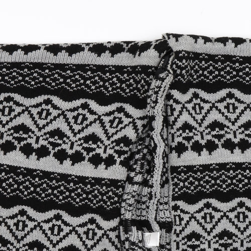 A&G Womens Black Fair Isle  Cape Jumper One Size