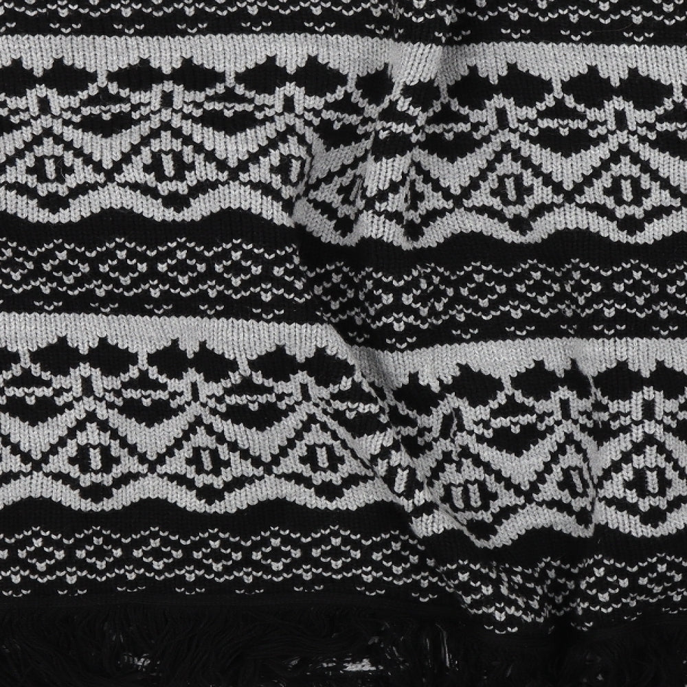 A&G Womens Black Fair Isle  Cape Jumper One Size