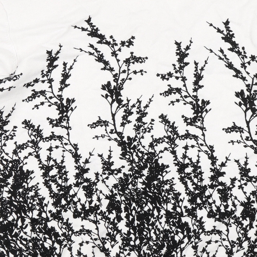 Reflect Womens White Floral  Pullover Jumper Size L