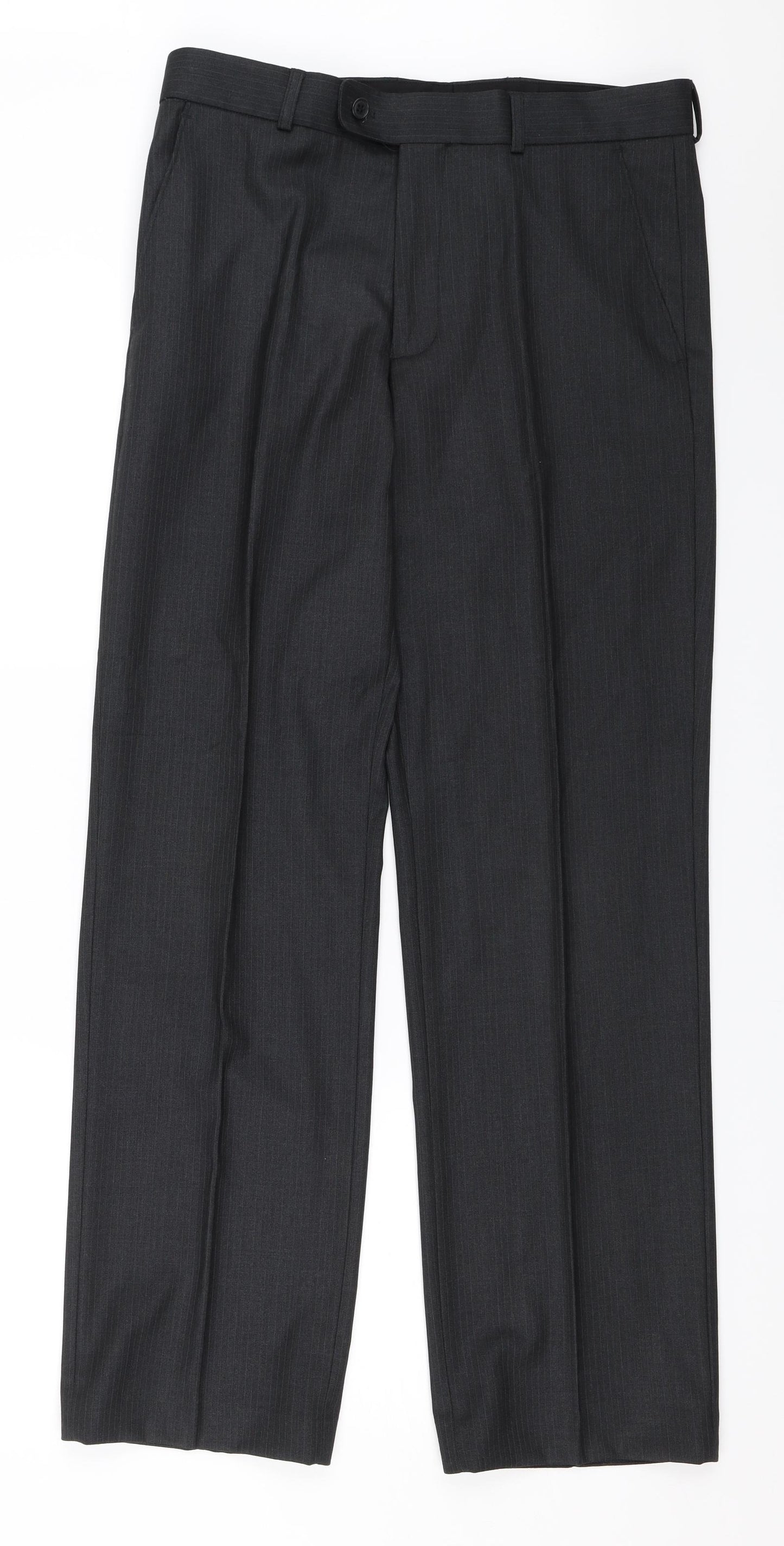 Jack Reid Mens Grey Striped  Dress Pants Trousers Size 32 L30 in