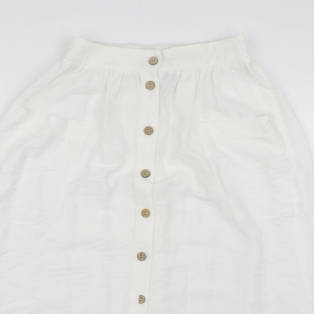 New Look Womens White   Swing Skirt Size 8