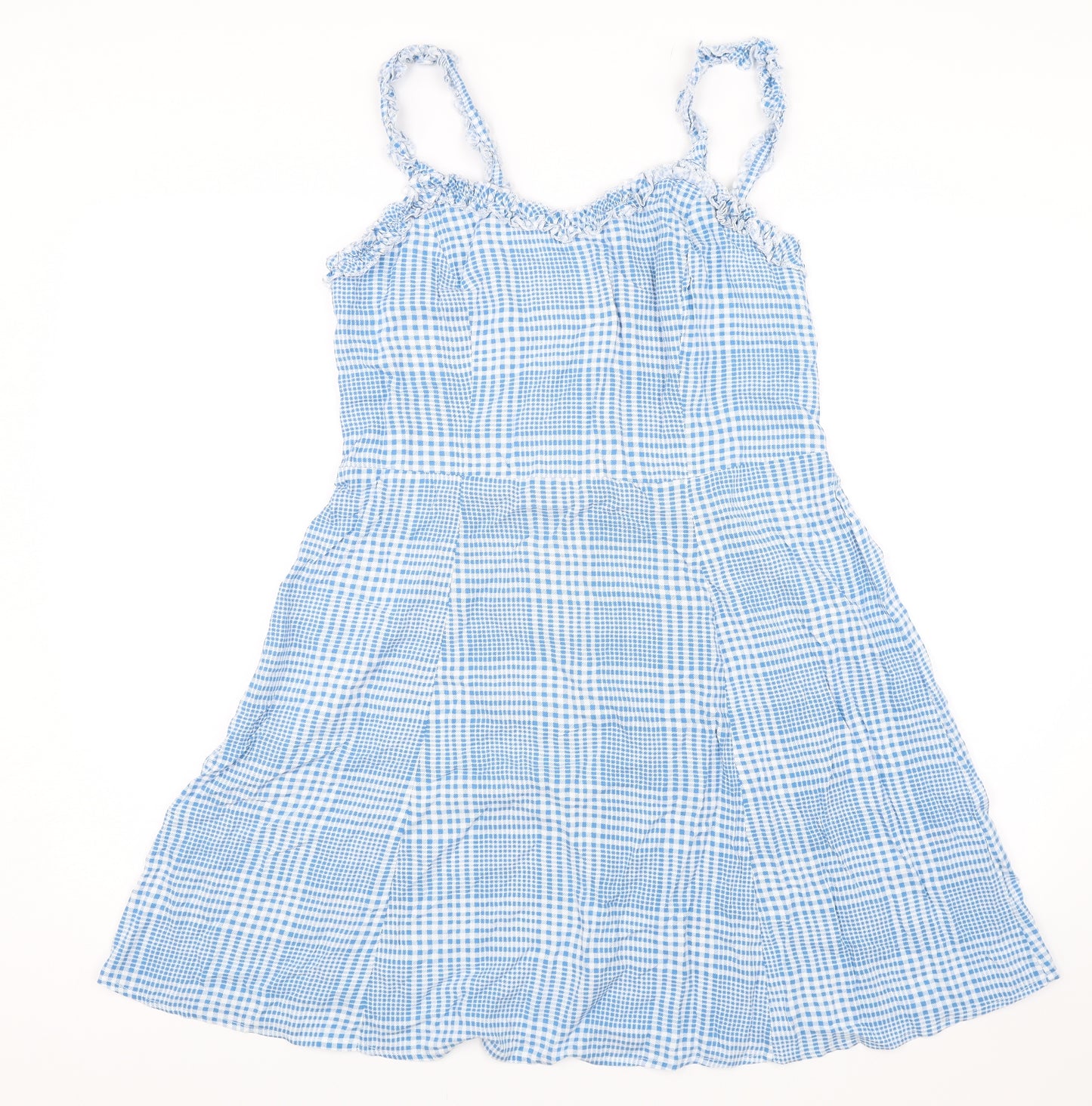 New Look Womens Blue Plaid  Skater Dress  Size 14