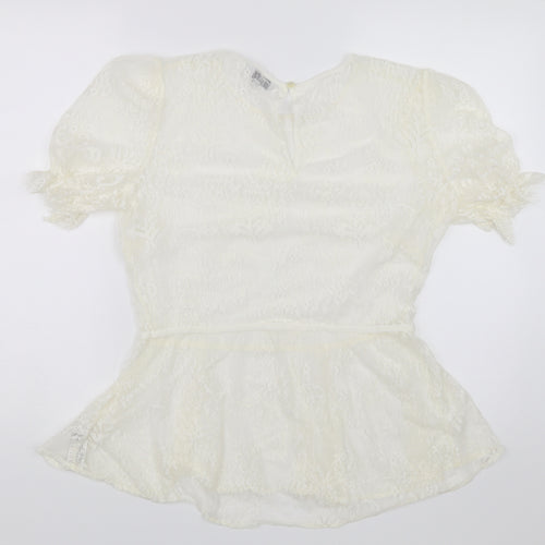 NEXT Womens White Floral  Basic Blouse Size 14