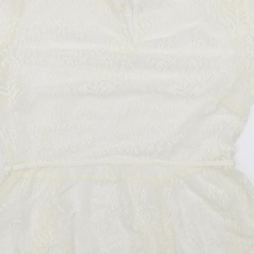 NEXT Womens White Floral  Basic Blouse Size 14