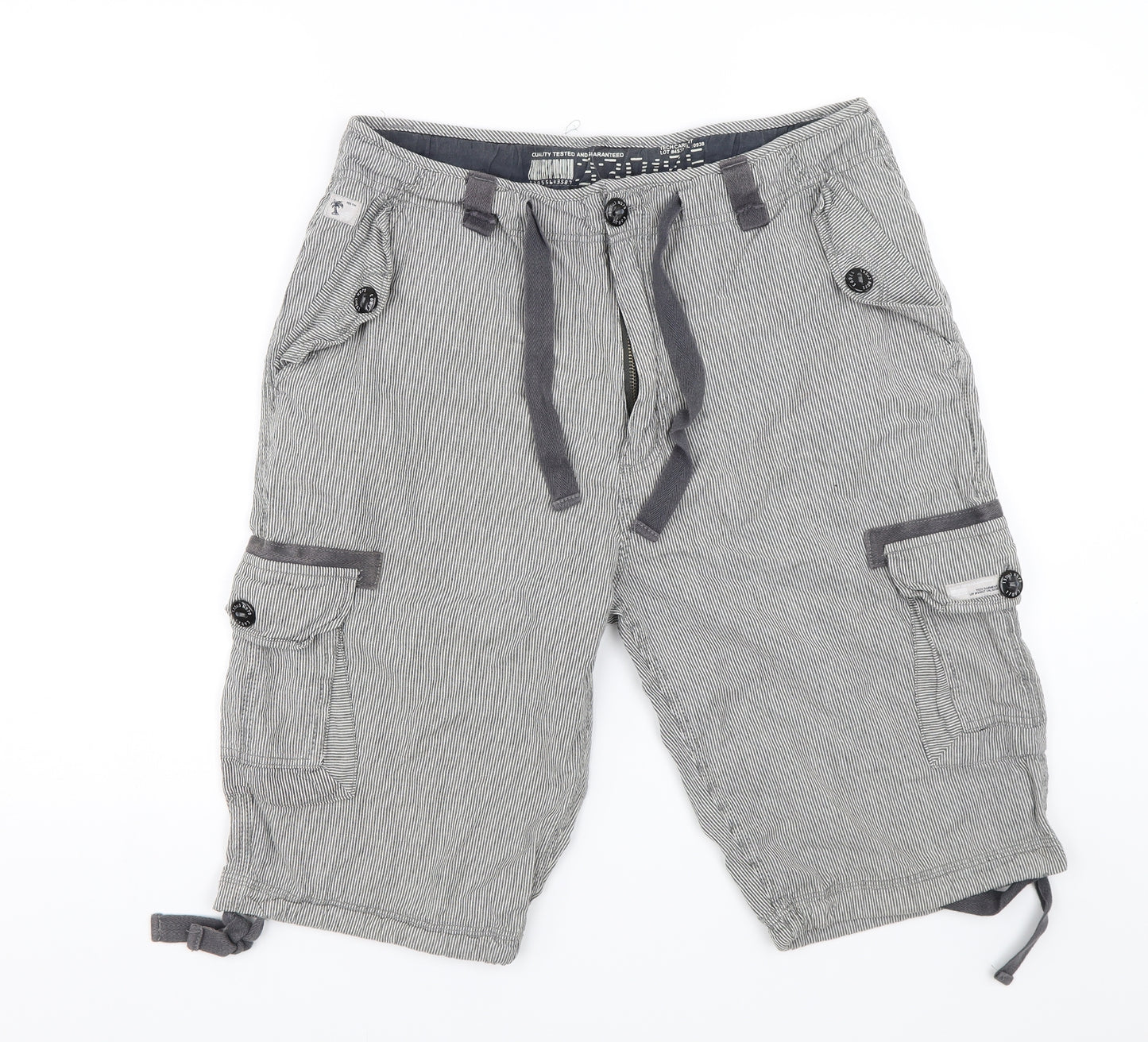 Preowrn Mens Grey Striped  Cargo Shorts Size L