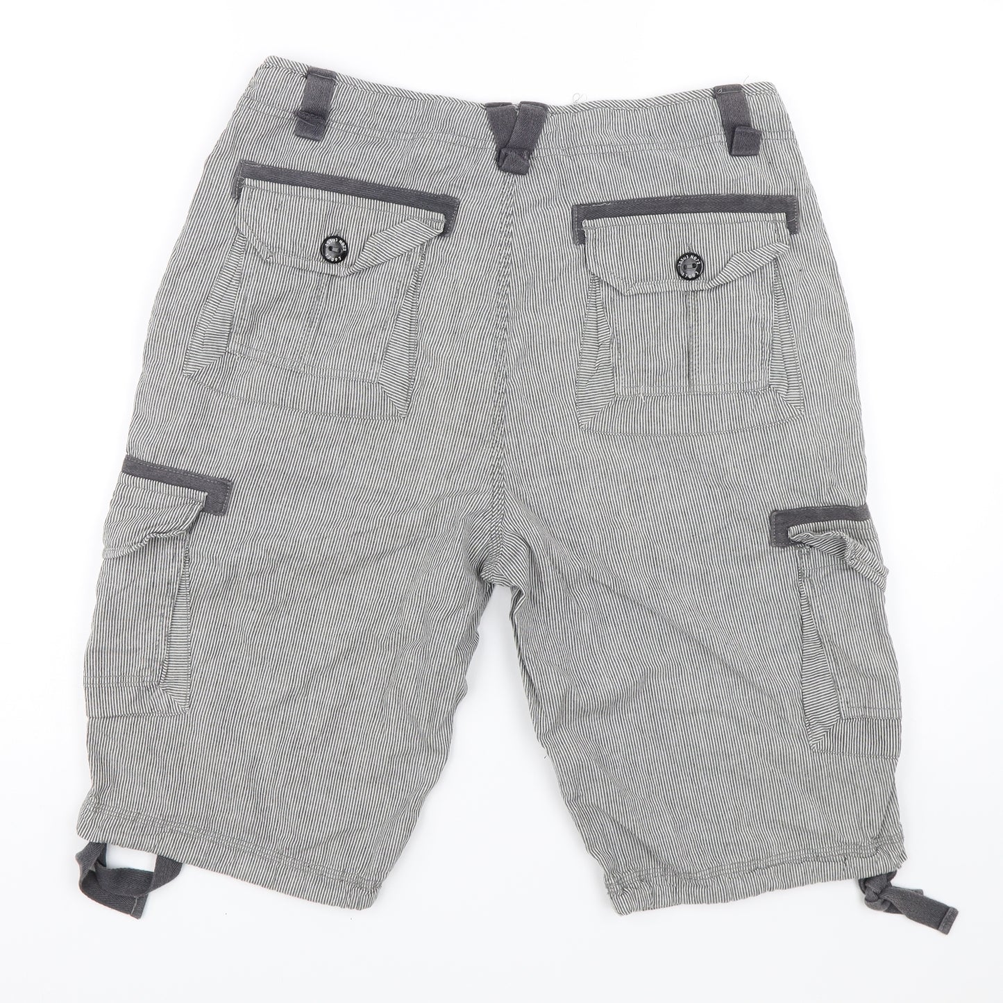 Preowrn Mens Grey Striped  Cargo Shorts Size L