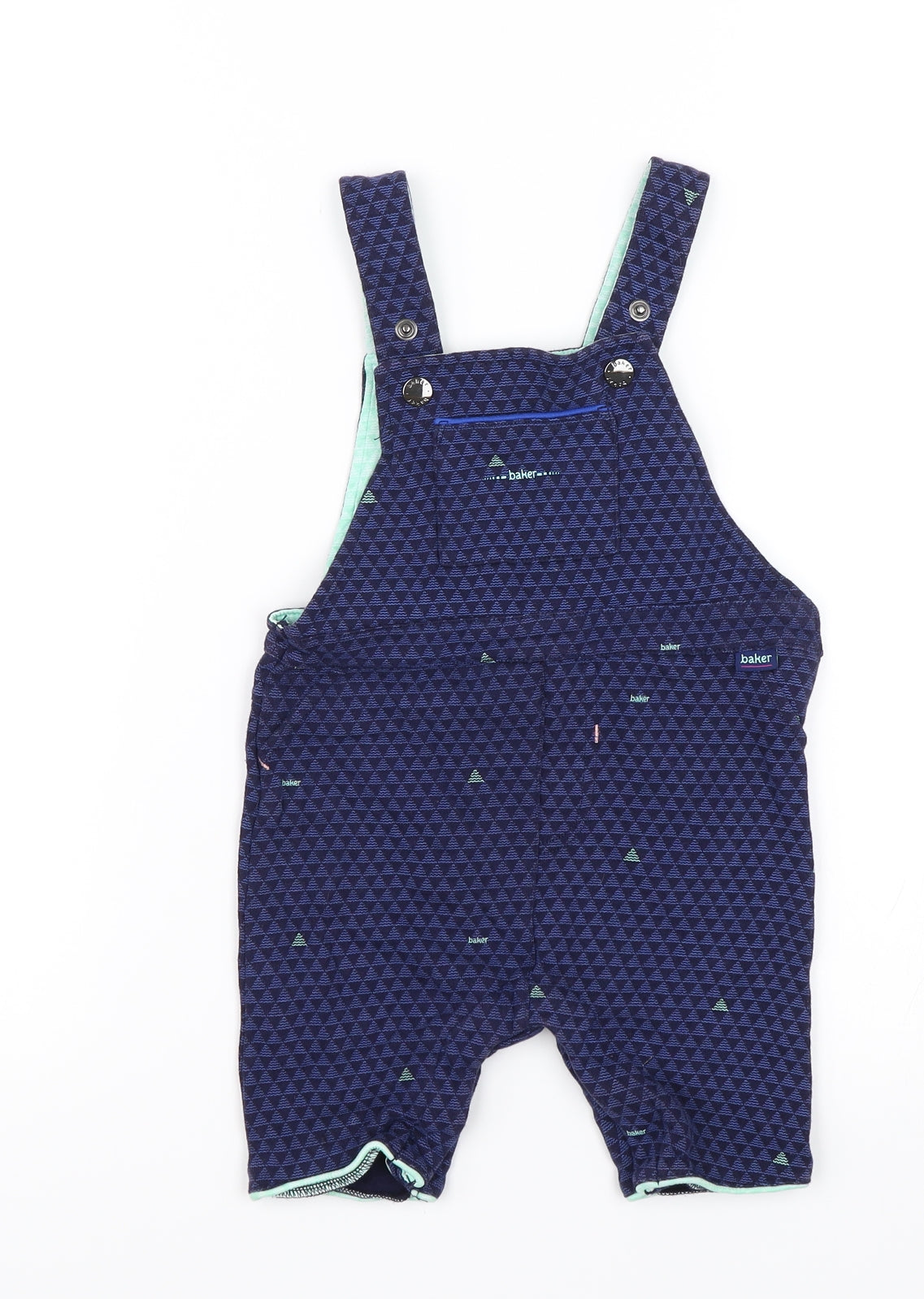 Ted Baker Baby Blue Geometric  Dungaree One-Piece Size 18-24 Months