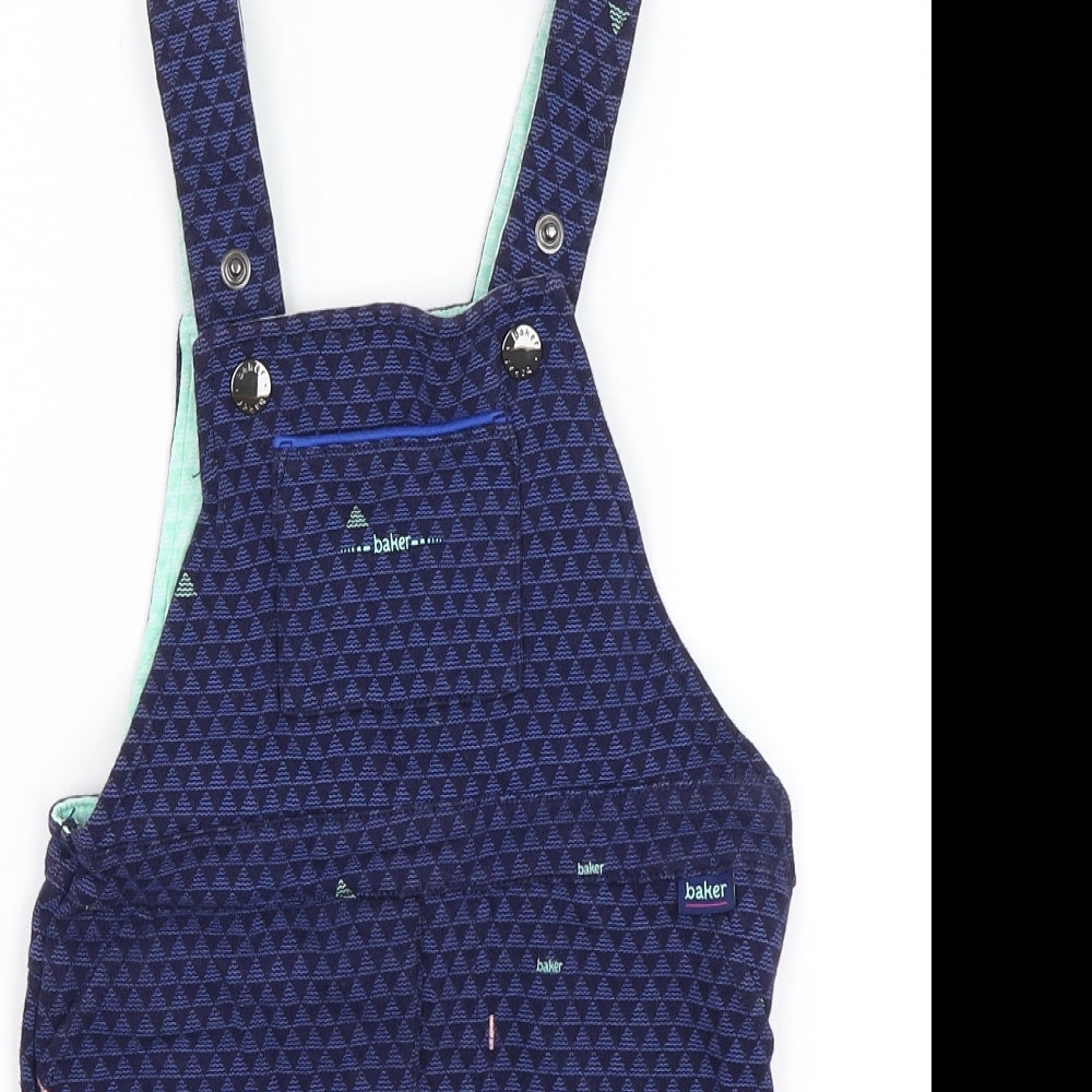 Ted Baker Baby Blue Geometric  Dungaree One-Piece Size 18-24 Months