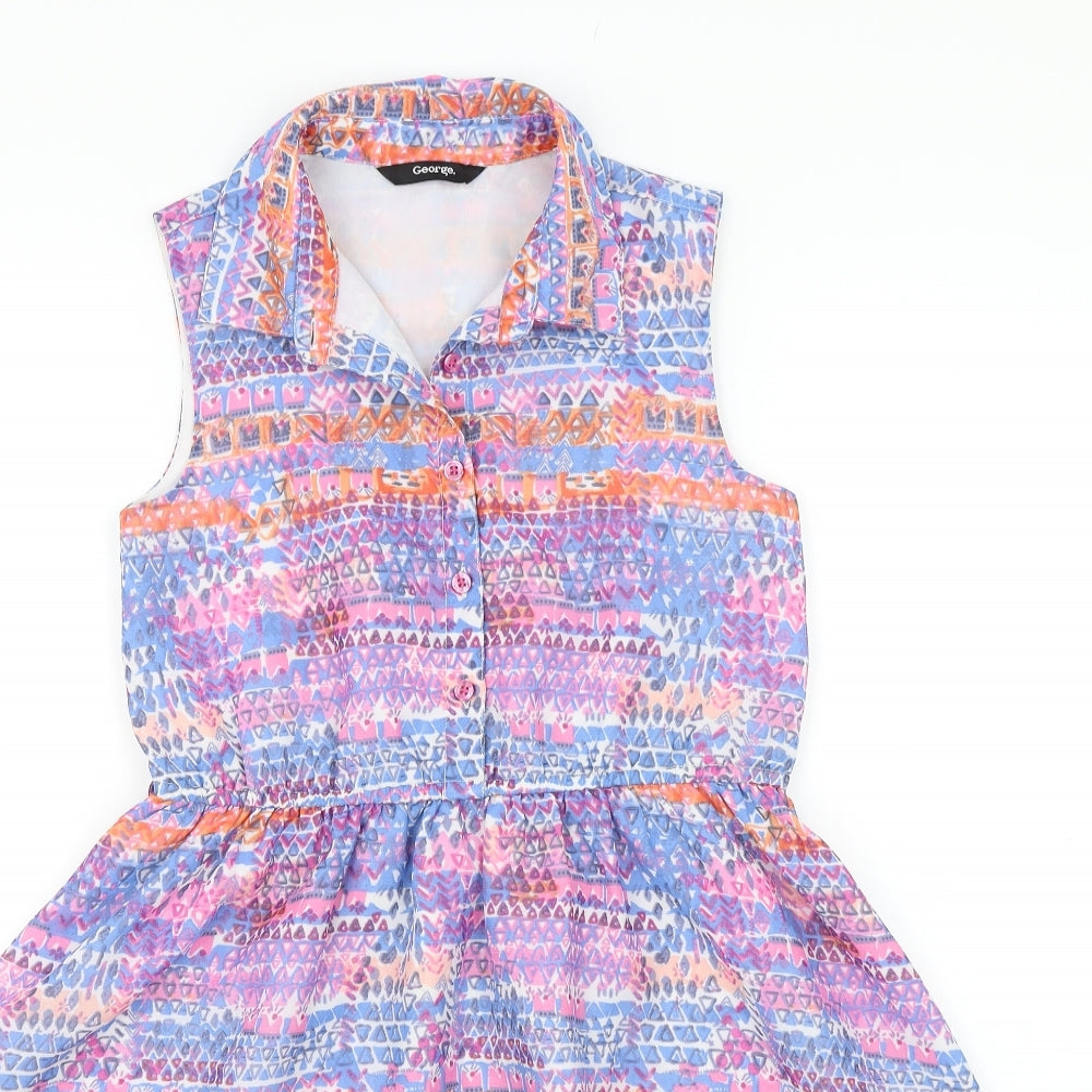 George Girls Blue Geometric  Shift  Size 9-10 Years
