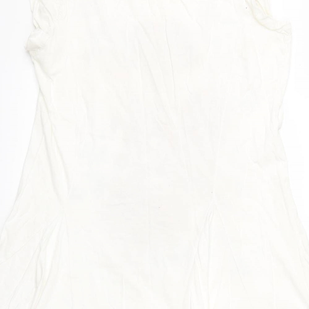 ervie Womens White Floral  Basic T-Shirt Size 14