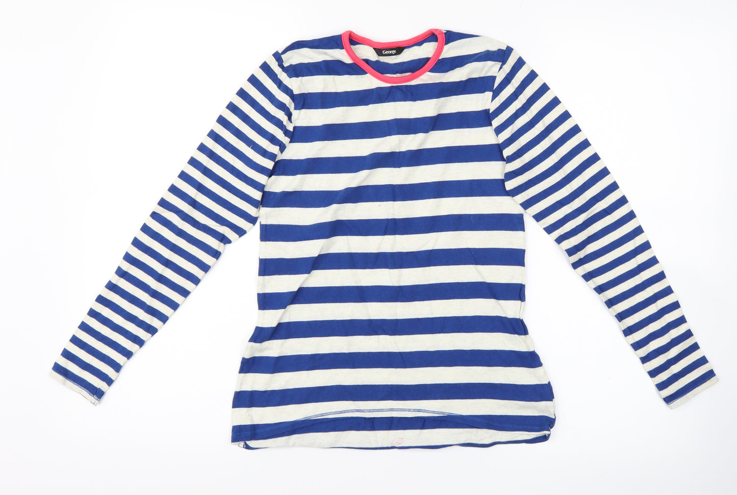 George Girls Blue Striped  Basic T-Shirt Size 10-11 Years