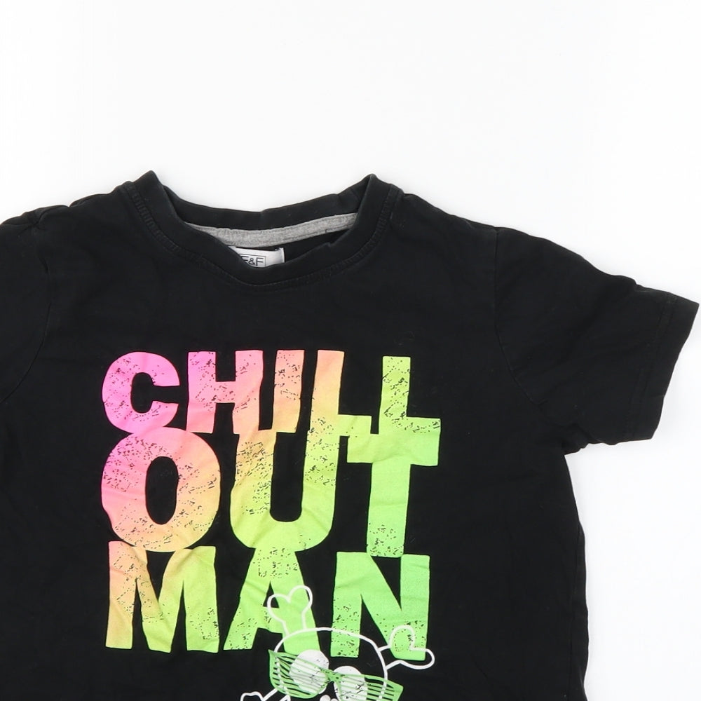 F&F Girls Black   Basic T-Shirt Size 7-8 Years  - skull