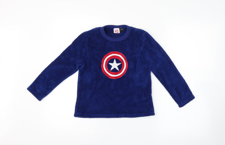 Marvel Comics Boys Blue Plaid Pyjama Top Size 7 Years
