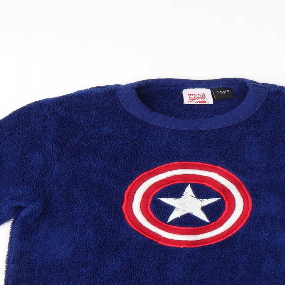 Marvel Comics Boys Blue Plaid   Pyjama Top Size 7 Years