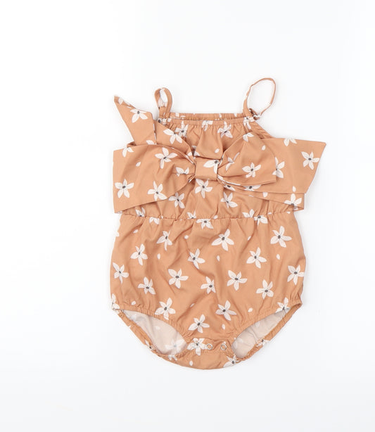 Front view of patpat Brown Babygrow One-Piece, size 12-18, Months