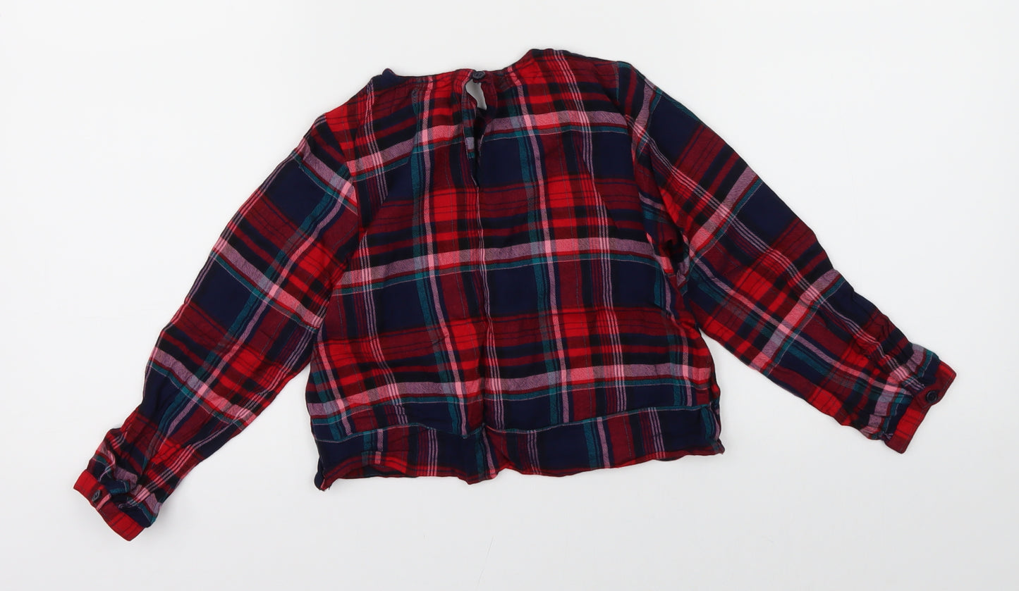 NEXT Girls Red Plaid  Basic Blouse Size 6 Years