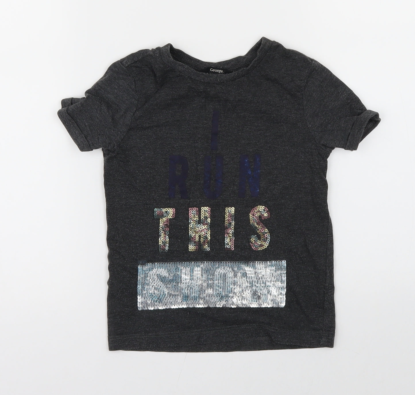 George Girls Grey   Basic T-Shirt Size 2-3 Years