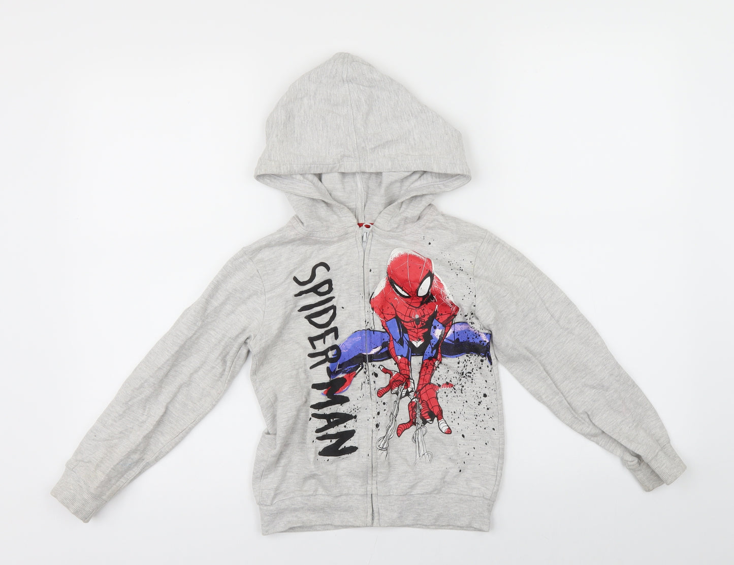 Marvel Boys Grey   Full Zip Hoodie Size 5-6 Years  - marvel spiderman