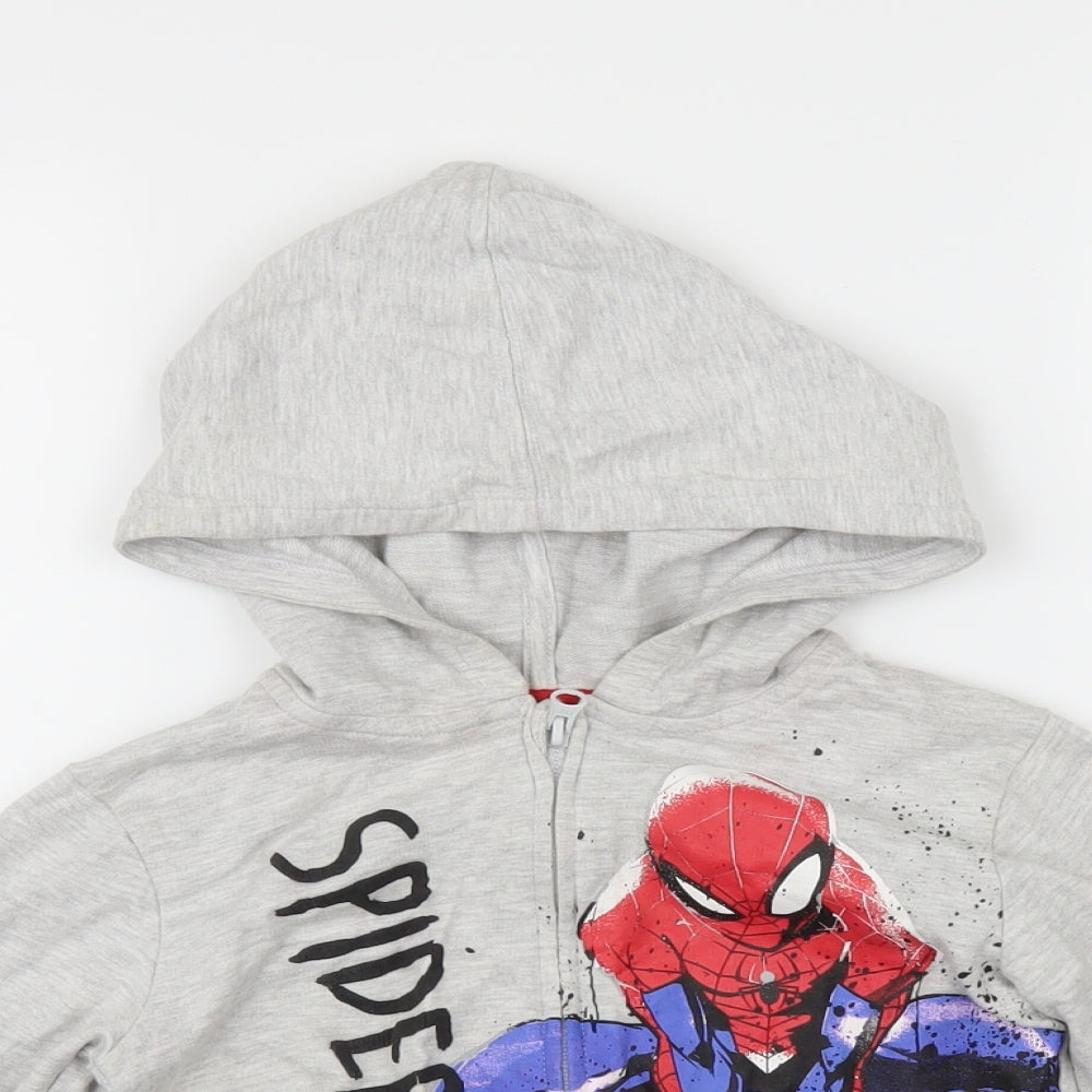 Marvel Boys Grey   Full Zip Hoodie Size 5-6 Years  - marvel spiderman