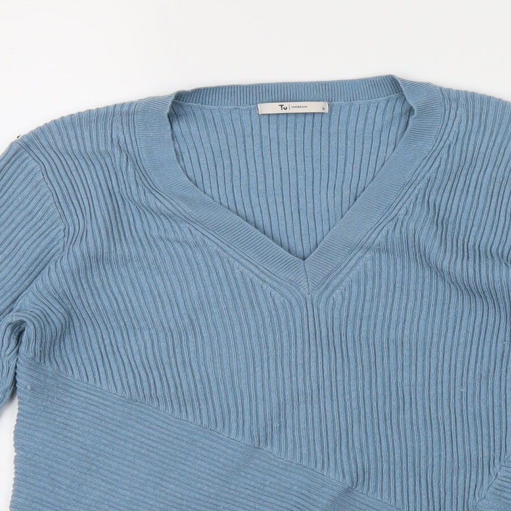 TU Womens Blue  Knit Pullover Jumper Size 12