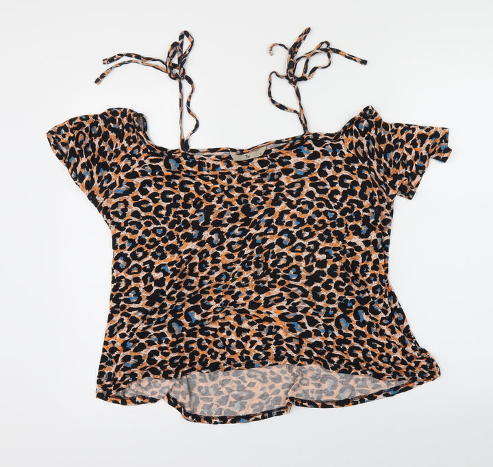 TU Womens Multicoloured Animal Print Basic Blouse Size 16