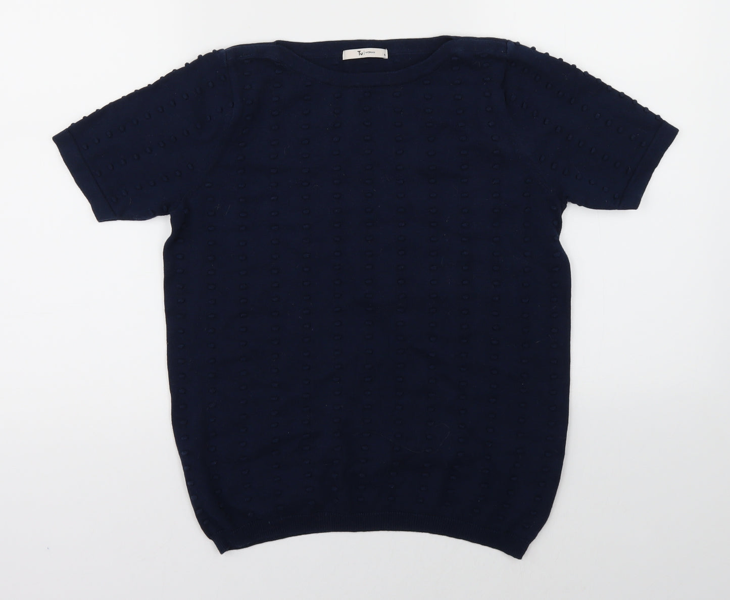TU Womens Blue Polka Dot  Basic T-Shirt Size 10