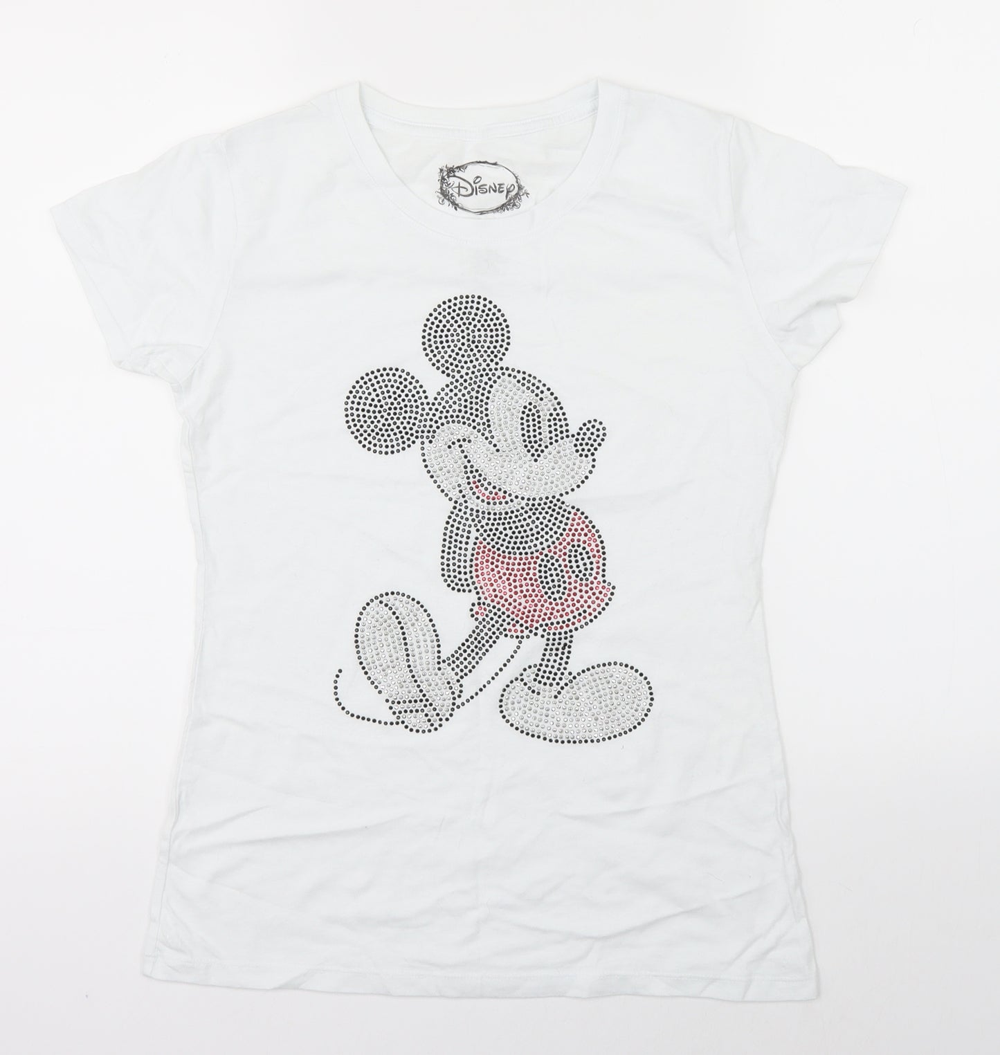 Disney Womens White   Basic T-Shirt Size L  - disney mickey mouse