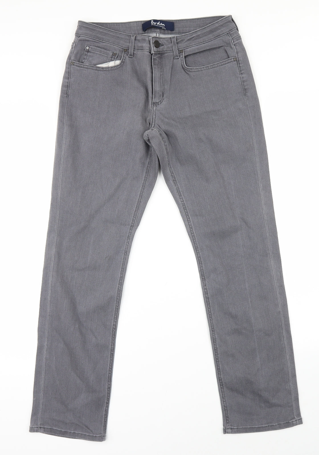 Boden Womens Grey  Denim Straight Jeans Size 12 L28 in