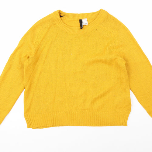 Divided Womens Yellow   Pullover Jumper Size S