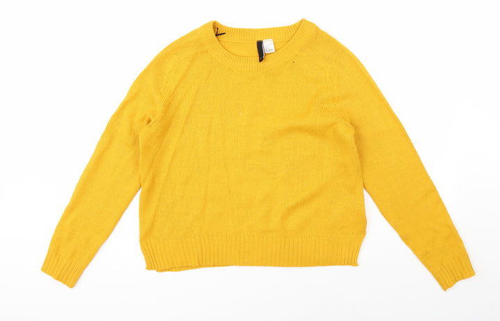 Divided Womens Yellow   Pullover Jumper Size S