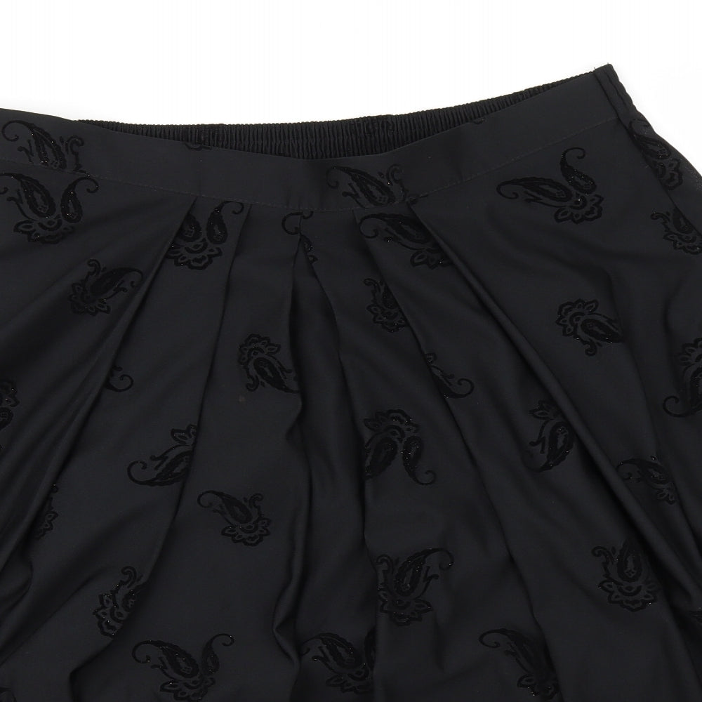 St Michael Womens Black Paisley  A-Line Skirt Size 20