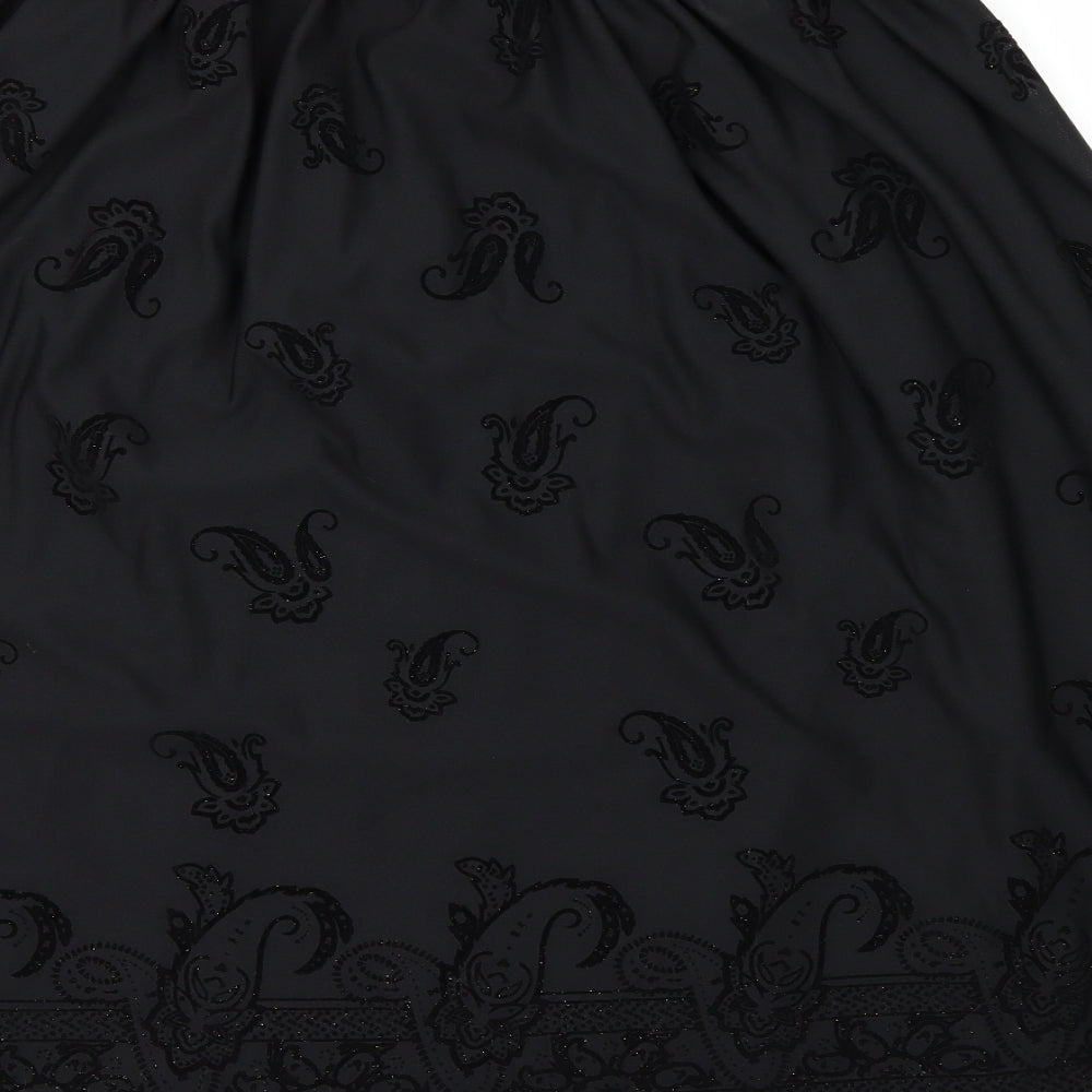 St Michael Womens Black Paisley  A-Line Skirt Size 20