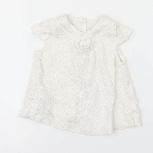 TU Girls White Floral  Basic T-Shirt Size Newborn