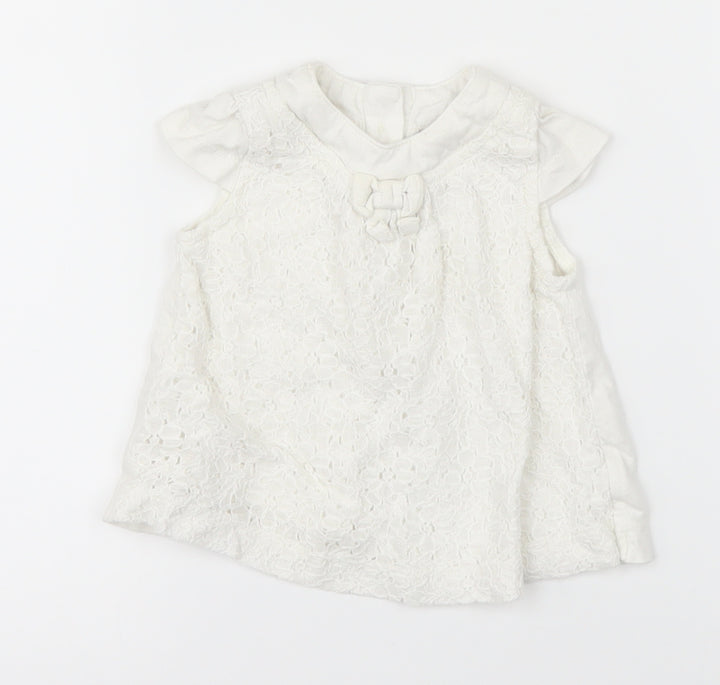 TU Girls White Floral  Basic T-Shirt Size Newborn