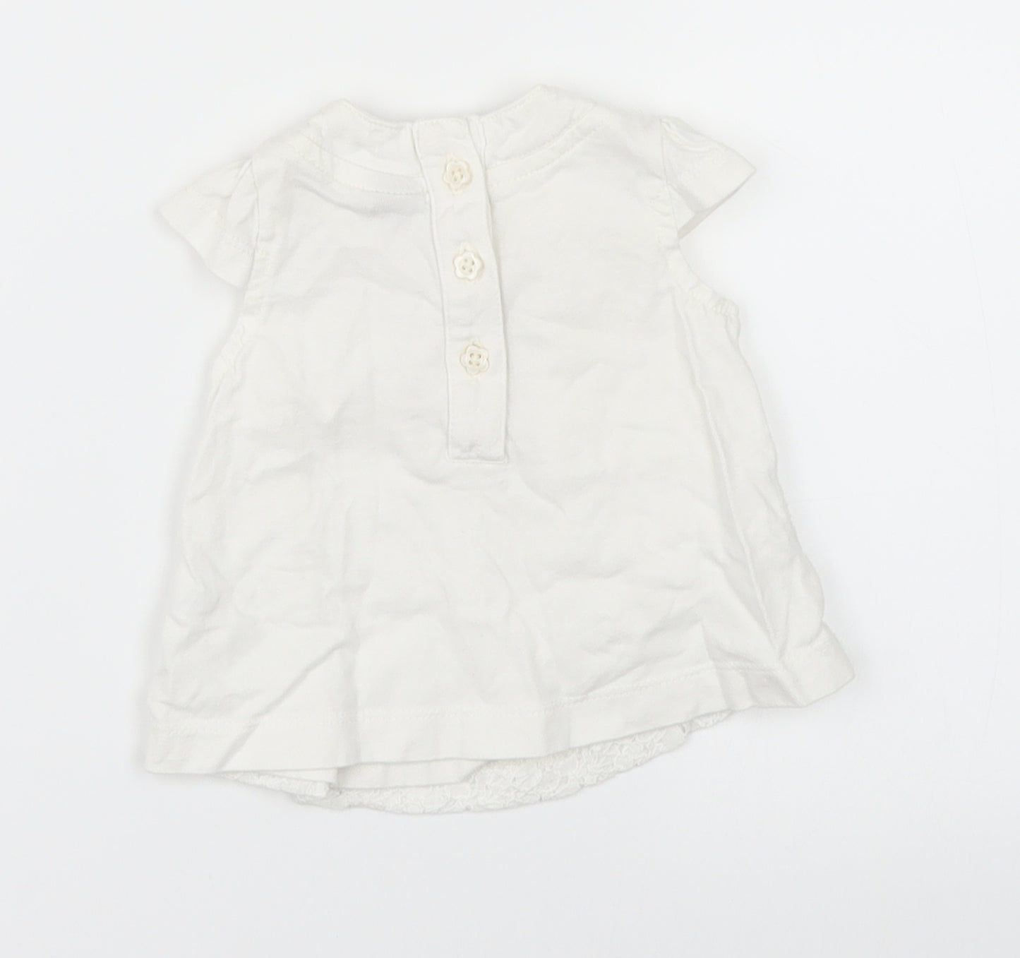 TU Girls White Floral  Basic T-Shirt Size Newborn