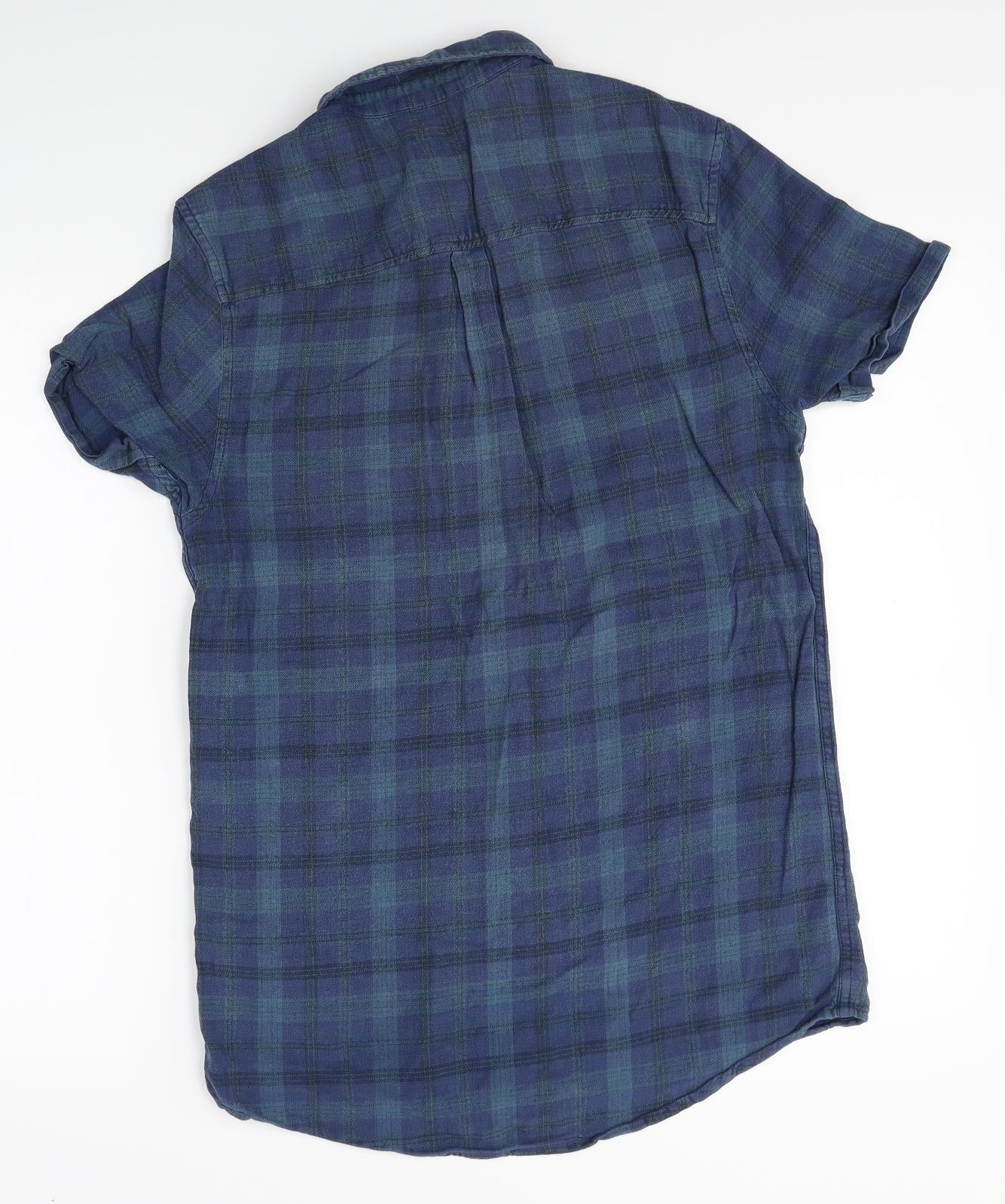 Topman Mens Blue Plaid   Button-Up Size M