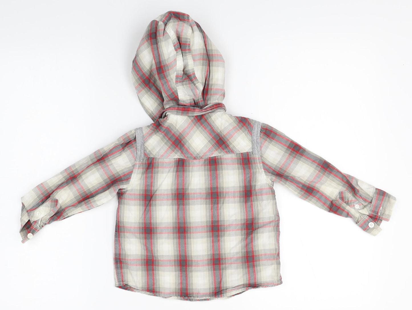Glacier Express Boys Grey Plaid  Pullover Hoodie Size 3-4 Years
