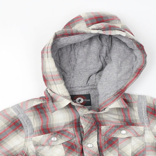 Glacier Express Boys Grey Plaid  Pullover Hoodie Size 3-4 Years