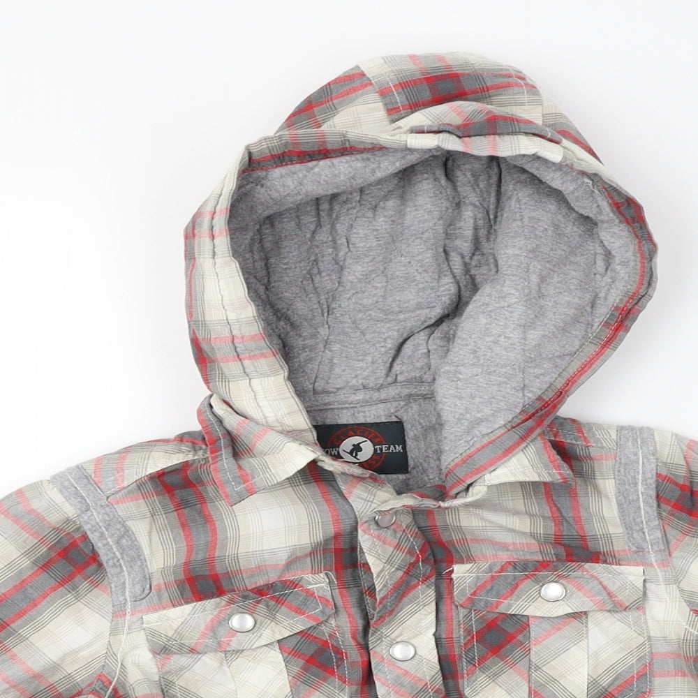 Glacier Express Boys Grey Plaid  Pullover Hoodie Size 3-4 Years