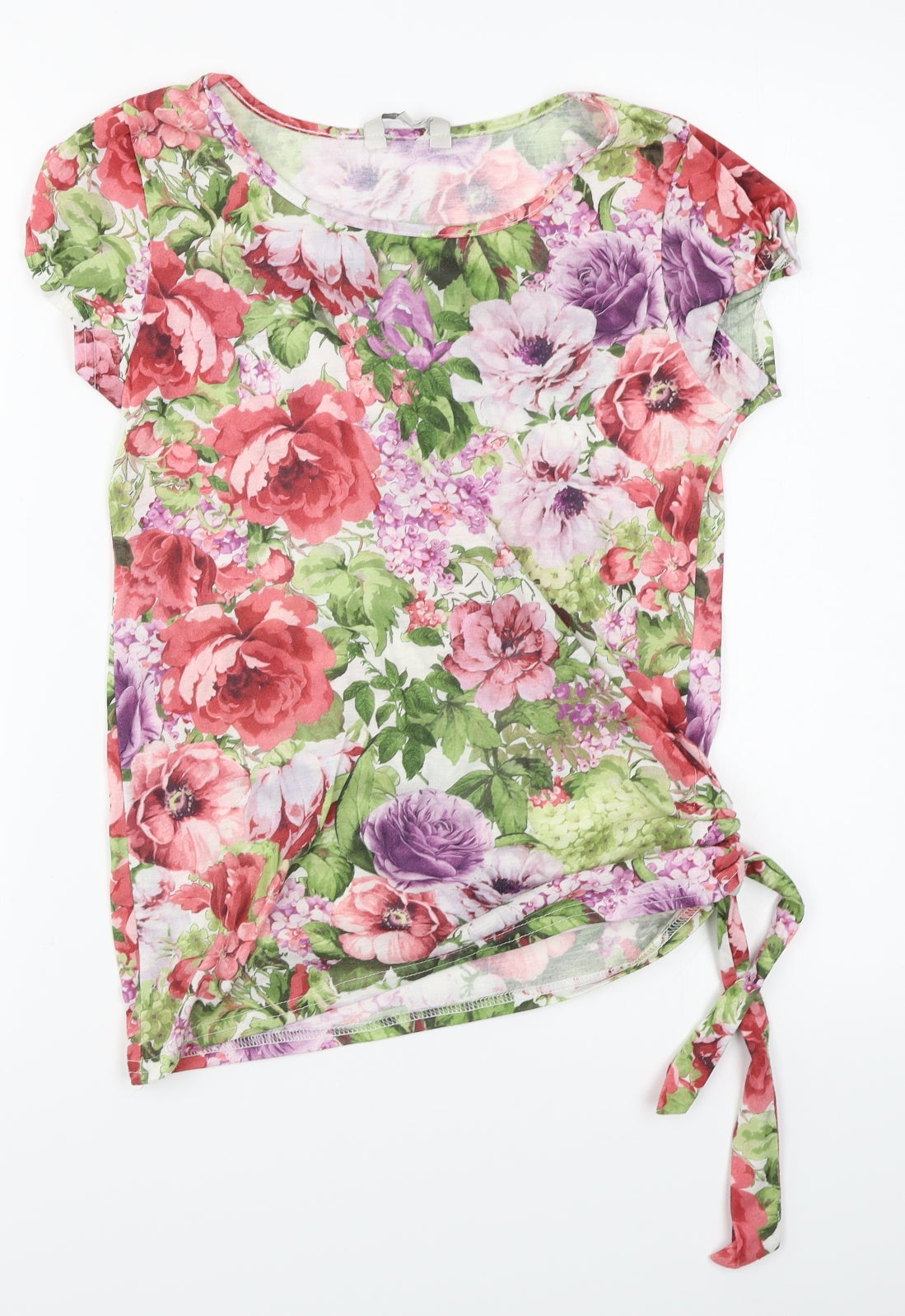 Peacocks Womens Pink Floral  Basic T-Shirt Size 8