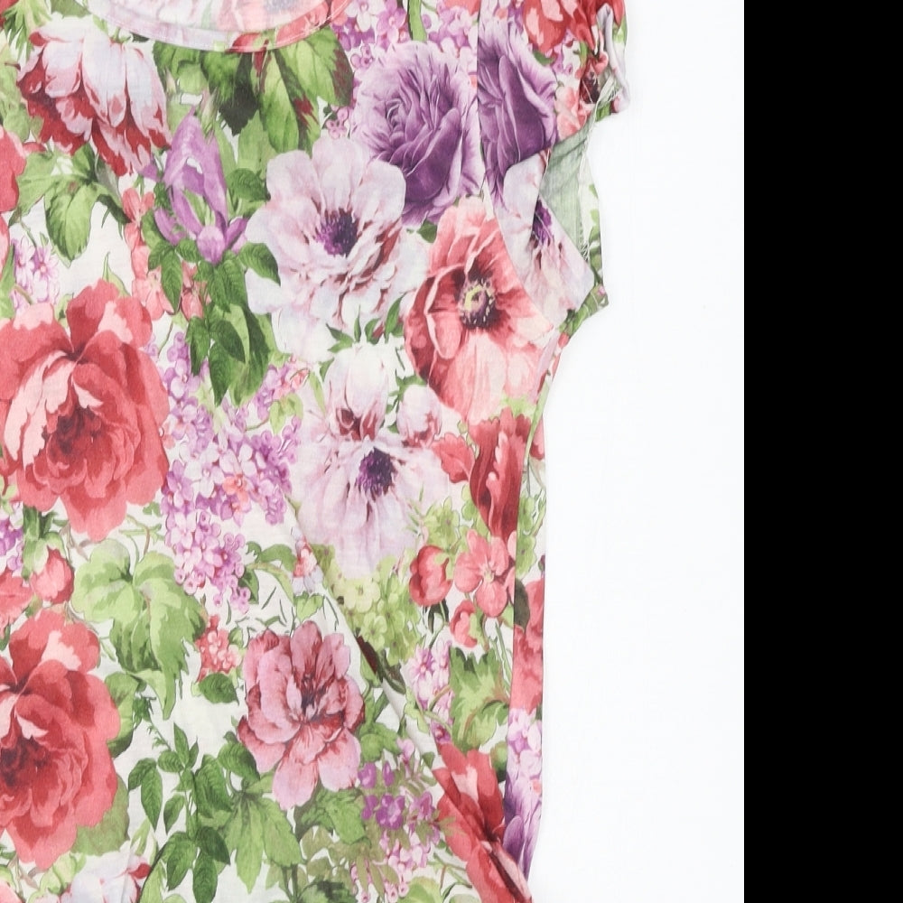 Peacocks Womens Pink Floral  Basic T-Shirt Size 8