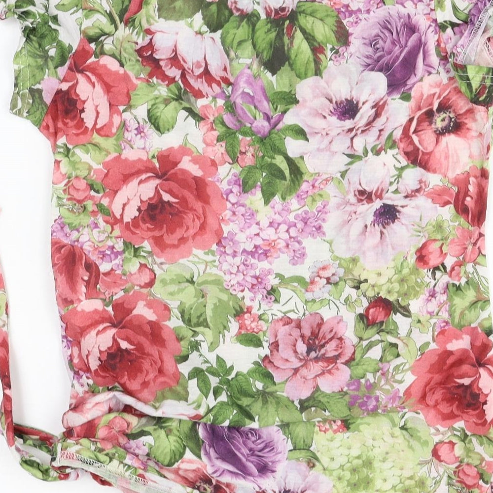 Peacocks Womens Pink Floral  Basic T-Shirt Size 8