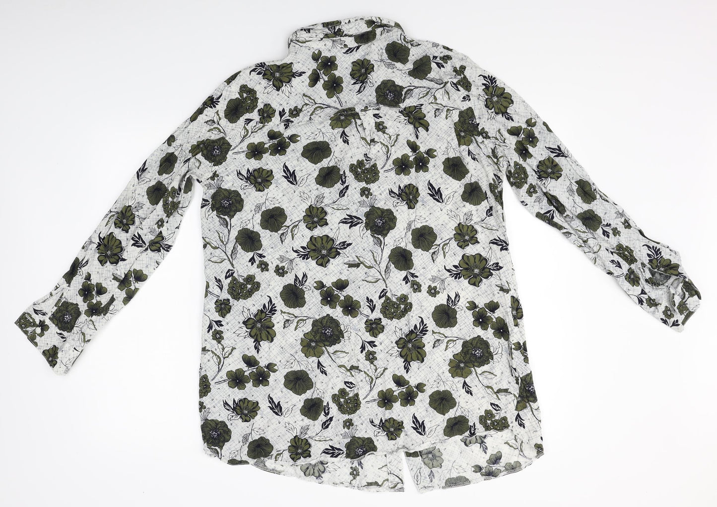 Isle Mens White Floral   Button-Up Size 20