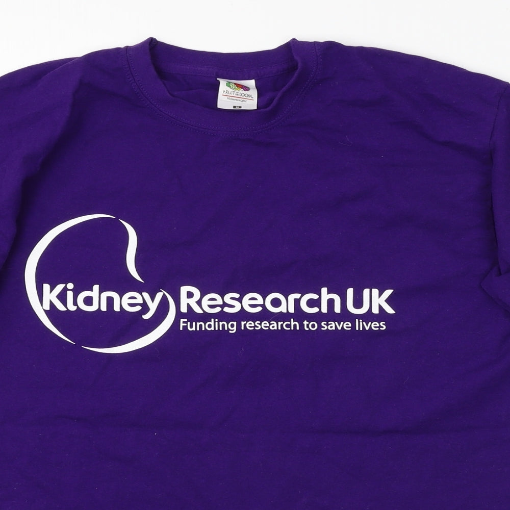 Fruit of the Loom Mens Purple    T-Shirt Size M  - Kidney Research UK
