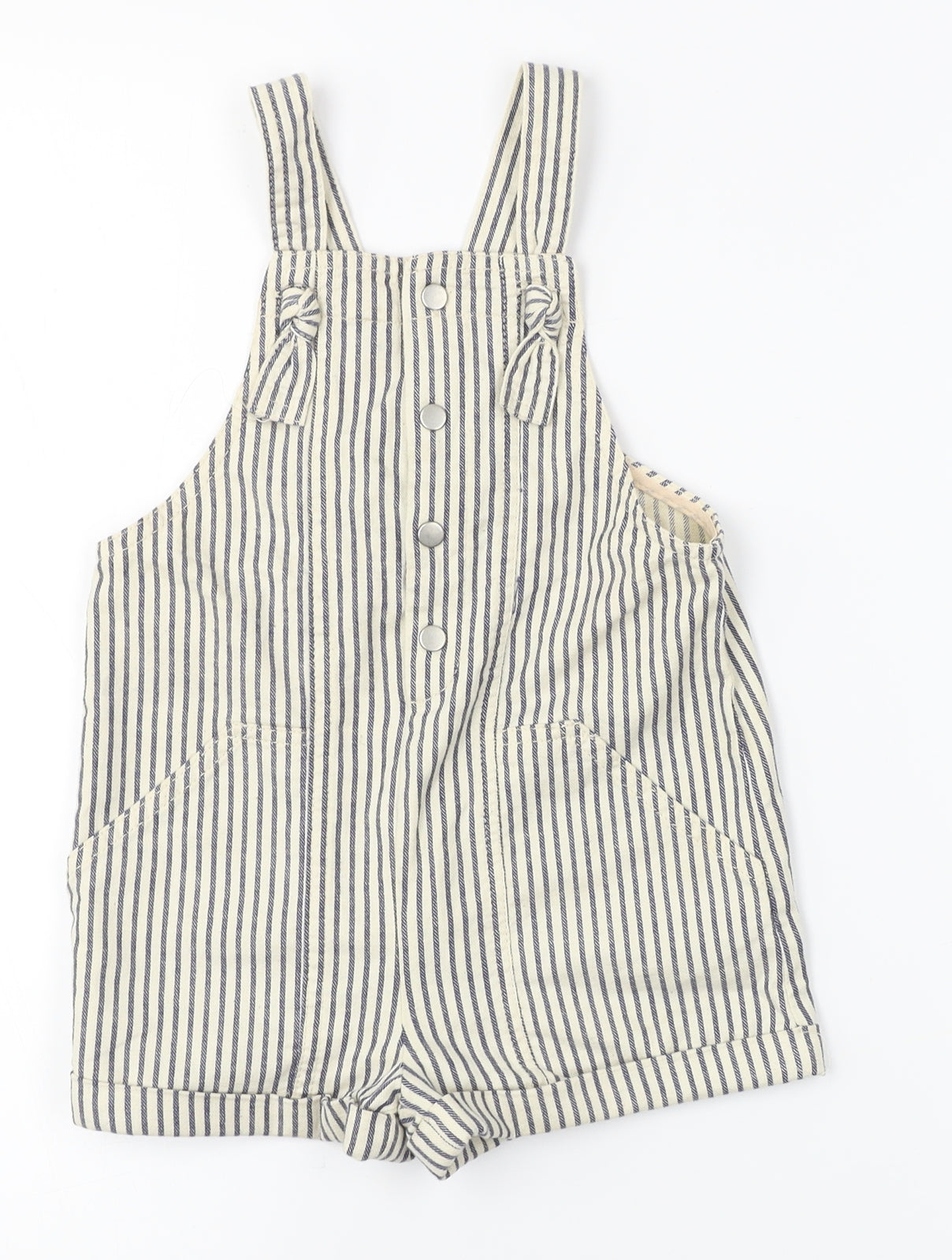 Zara Girls Beige Striped  Dungaree One-Piece Size 2-3 Years