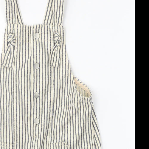 Zara Girls Beige Striped  Dungaree One-Piece Size 2-3 Years