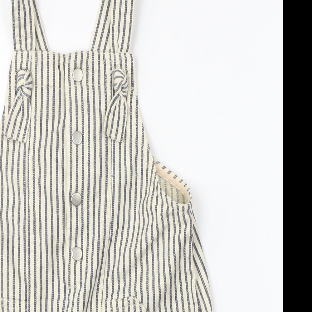 Zara Girls Beige Striped  Dungaree One-Piece Size 2-3 Years