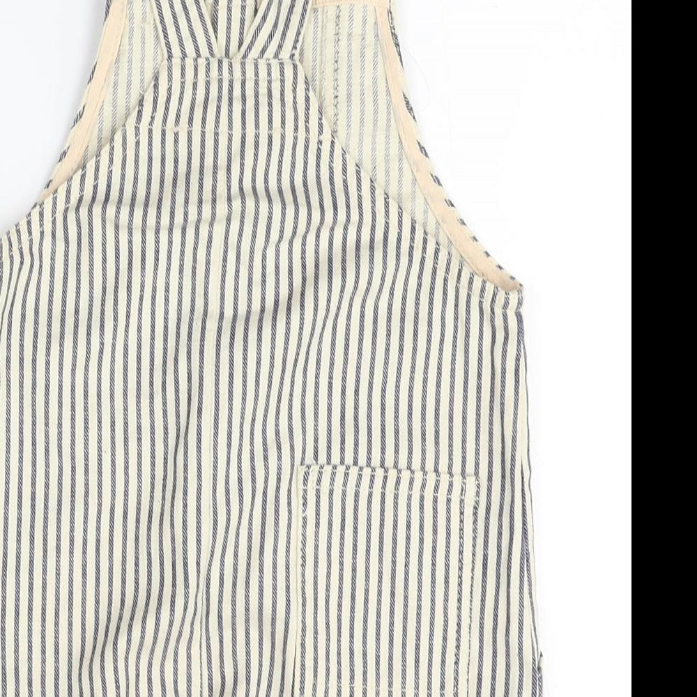 Zara Girls Beige Striped  Dungaree One-Piece Size 2-3 Years