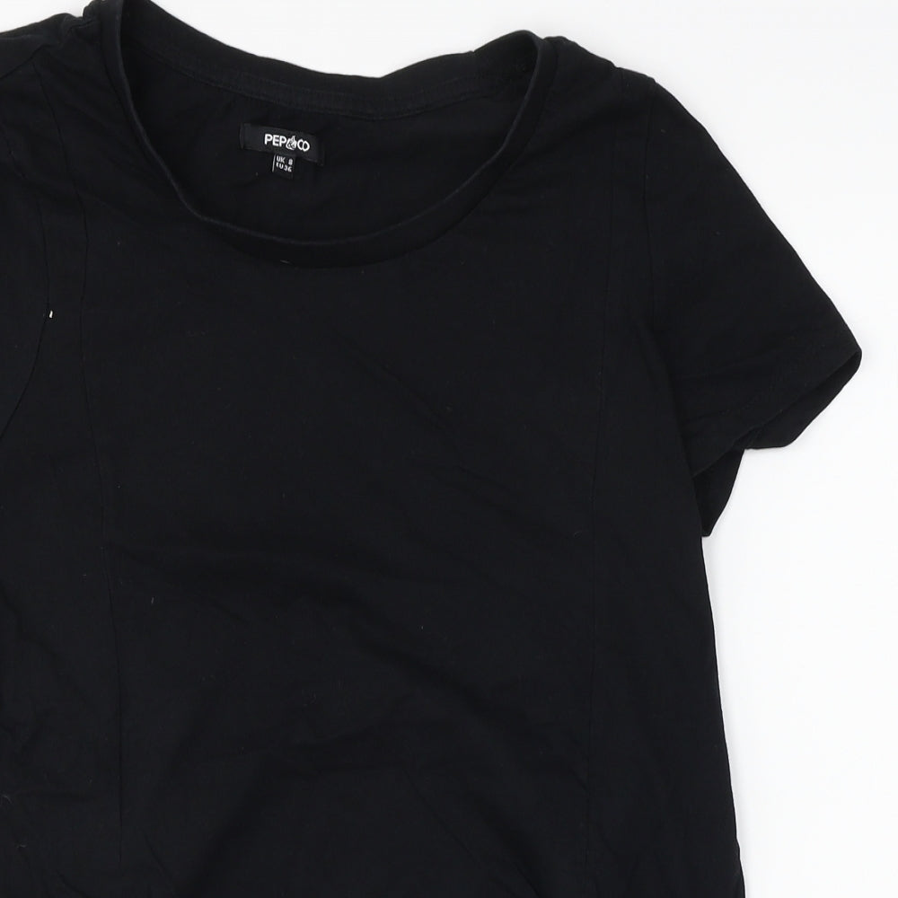 pep co Womens Black   Basic T-Shirt Size 8  - straps on sides