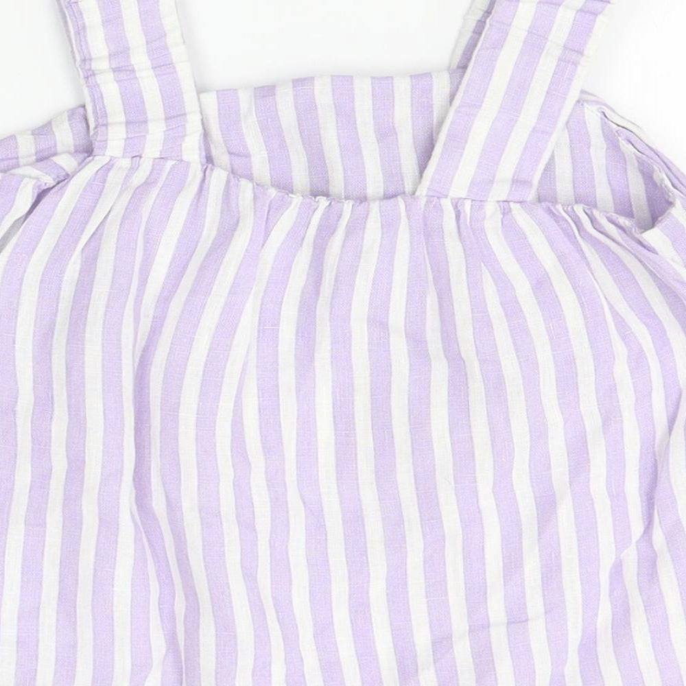 Zara Girls Purple Striped  Pinafore/Dungaree Dress  Size 2-3 Years